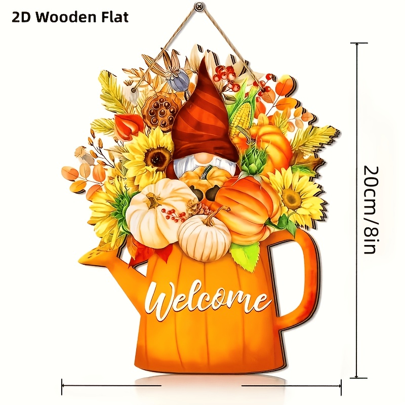 TEMU 2d Flat, 1pc Artificial Welcome Autumn Thanksgiving Harvest Hanging Sign - Flat Wall Decor Suitable For Home Indoor/outdoor Fall Decoration With