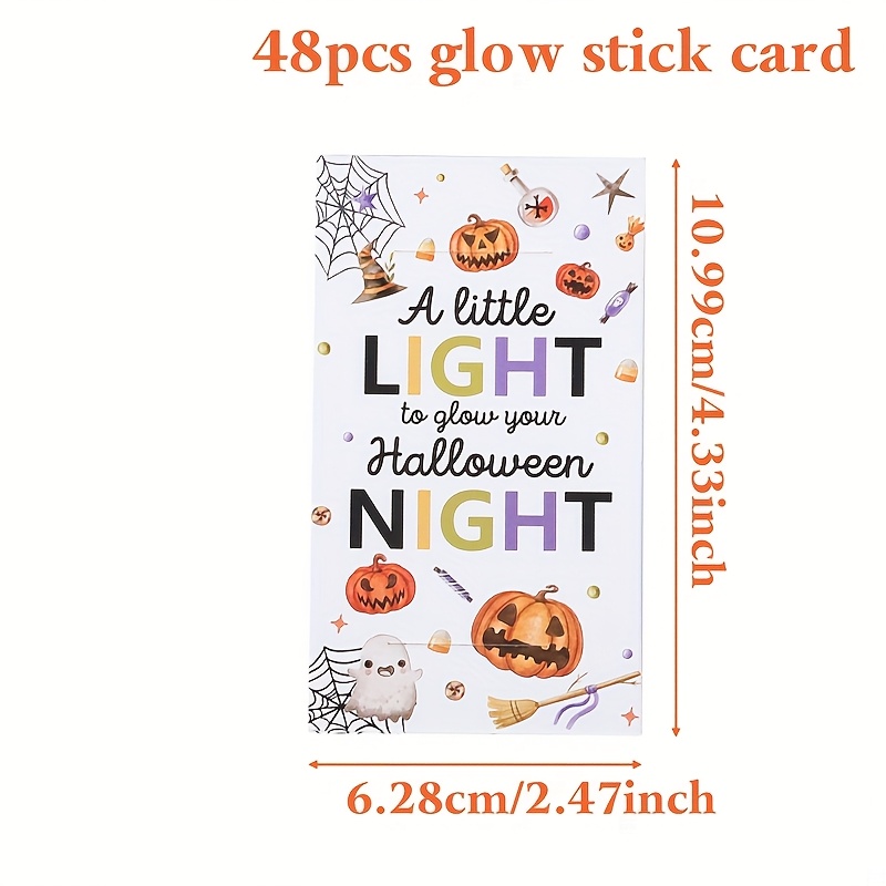 Image of 48pcs, Enclosure Cards, Halloween Fluorescent Stick Decor Cards, White Pumpkin Pattern Decor Cards, Halloween Decoration For Home, Halloween Party Decoration, Party Gifts, Halloween Party Supplies