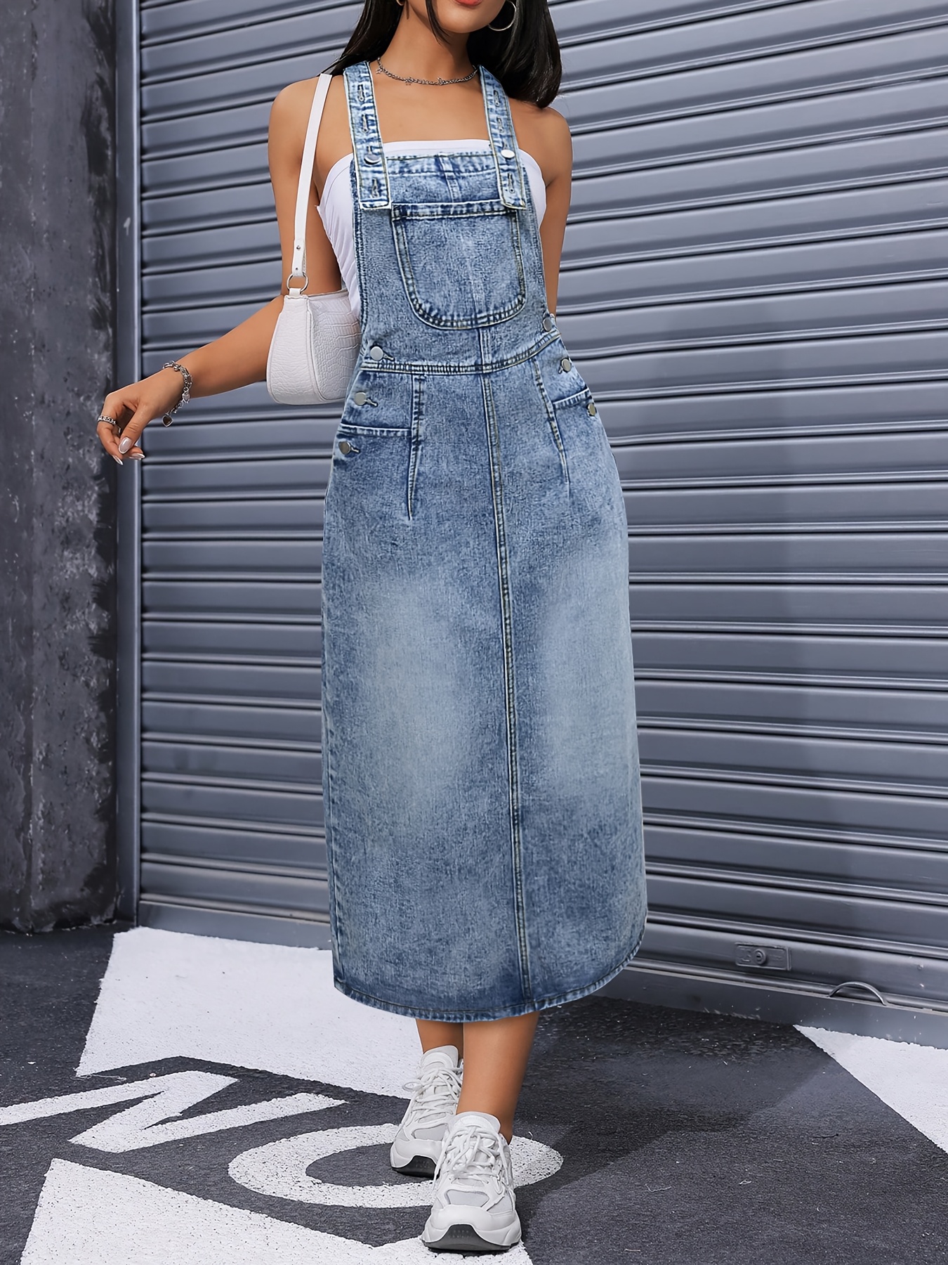 Vestido Maxi sin para Mujer Tirantes Ajustables, Tela Denim No  Elástica, Elegante y Casual para Fiestas u Vestidos Largos d