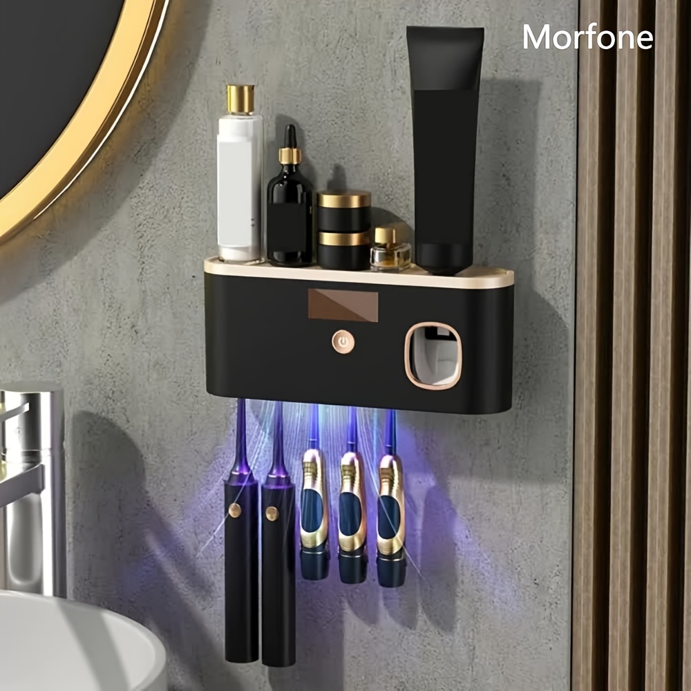 

Morfone -mounted Toothbrush - -, No-drill Installation, Usb Rechargeable, For Bathroom Organization &