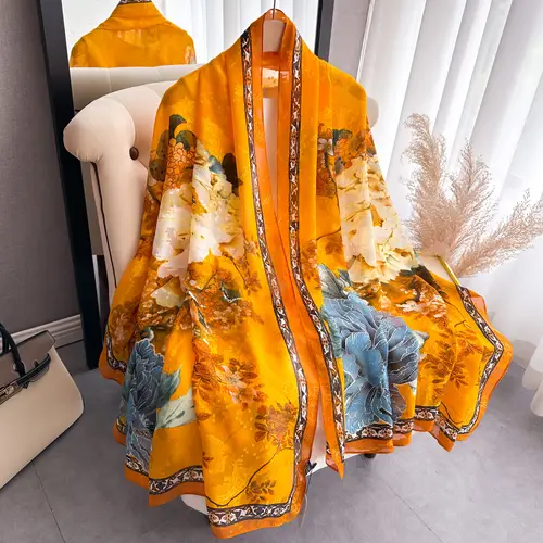 fragrant cloud gauze cut flower scarf chinese style jacquard gift giving high end shawl versatile double sided scarf popular item