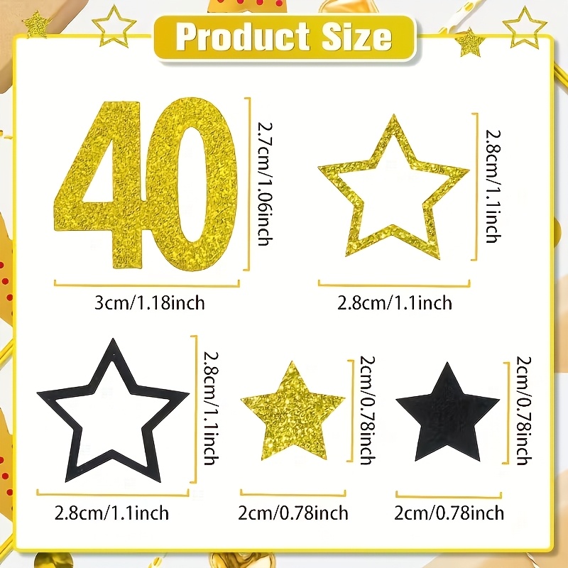 TEMU Pailletés pour de 40e Anniversaire pour Décoration de Ballons, à Saupoudrer Noirs et Dorés pour Anniversaire, Décorations de Fête pour