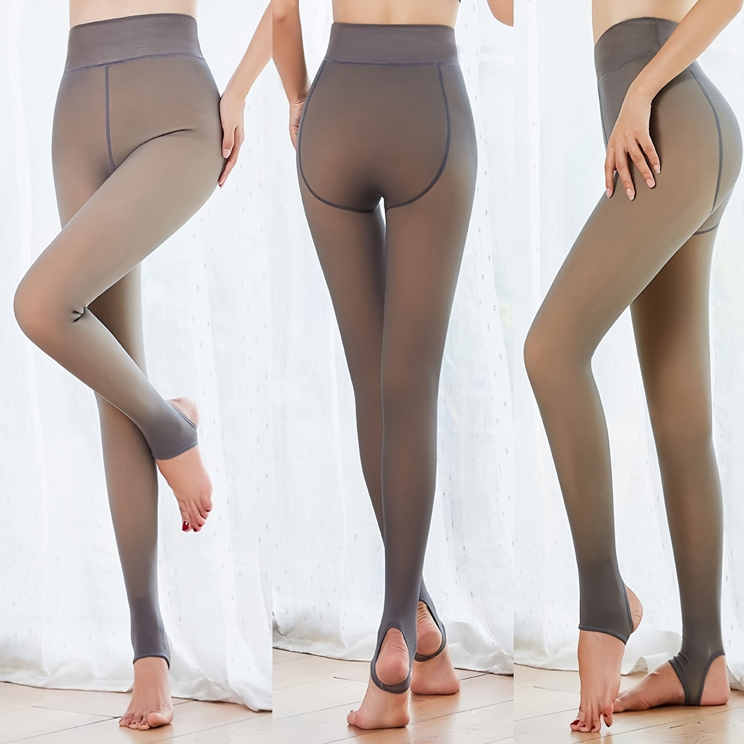 2pairs/set] 300g Plus Size Opaque Tights With Fleece Lining, Thick