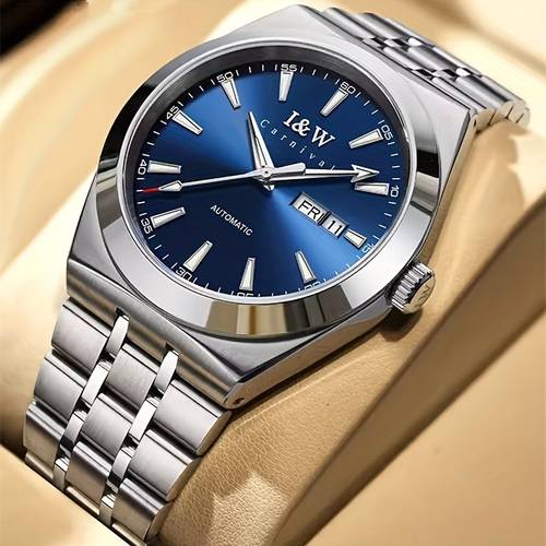 carnival luxury brand japan automatic mechanical sapphire mens watches high light luminous hands dual calendar full steel clocks 732g without battery
