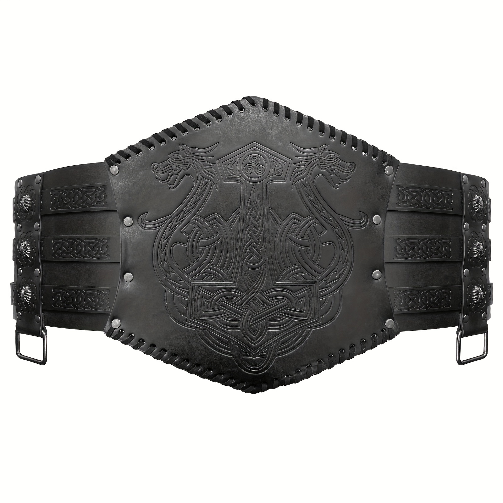 Medieval Belt for Men Embossed Costume Knight Corset Belt Cosplay PU Leather