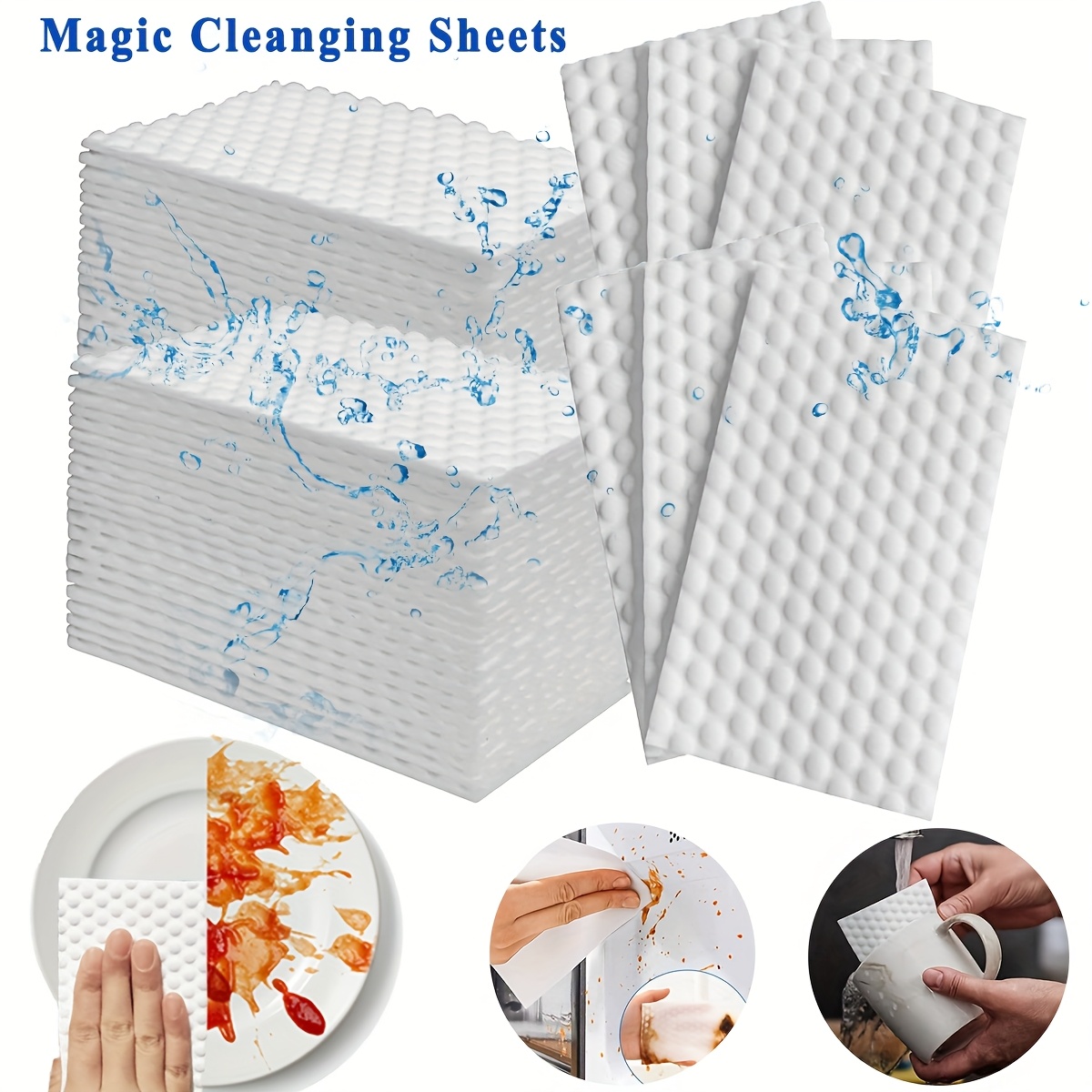 

8x 13x8x0.3cm Magic Cleaning Sponge Eraser Sheets, Multi-use Cleaning Sponge Disposable Portable Thin Wipes For Kitchenware Dish Bathroom Furniture Articles Hard-to-reach Places 48pcs