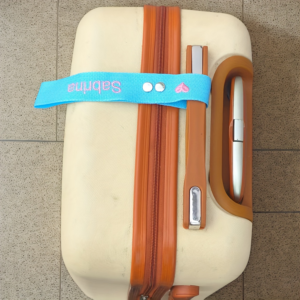 TEMU Etiqueta de Equipaje Bordada Personalizada para Mochila, Etiqueta de Maleta con Diseño de Amor para Viajes