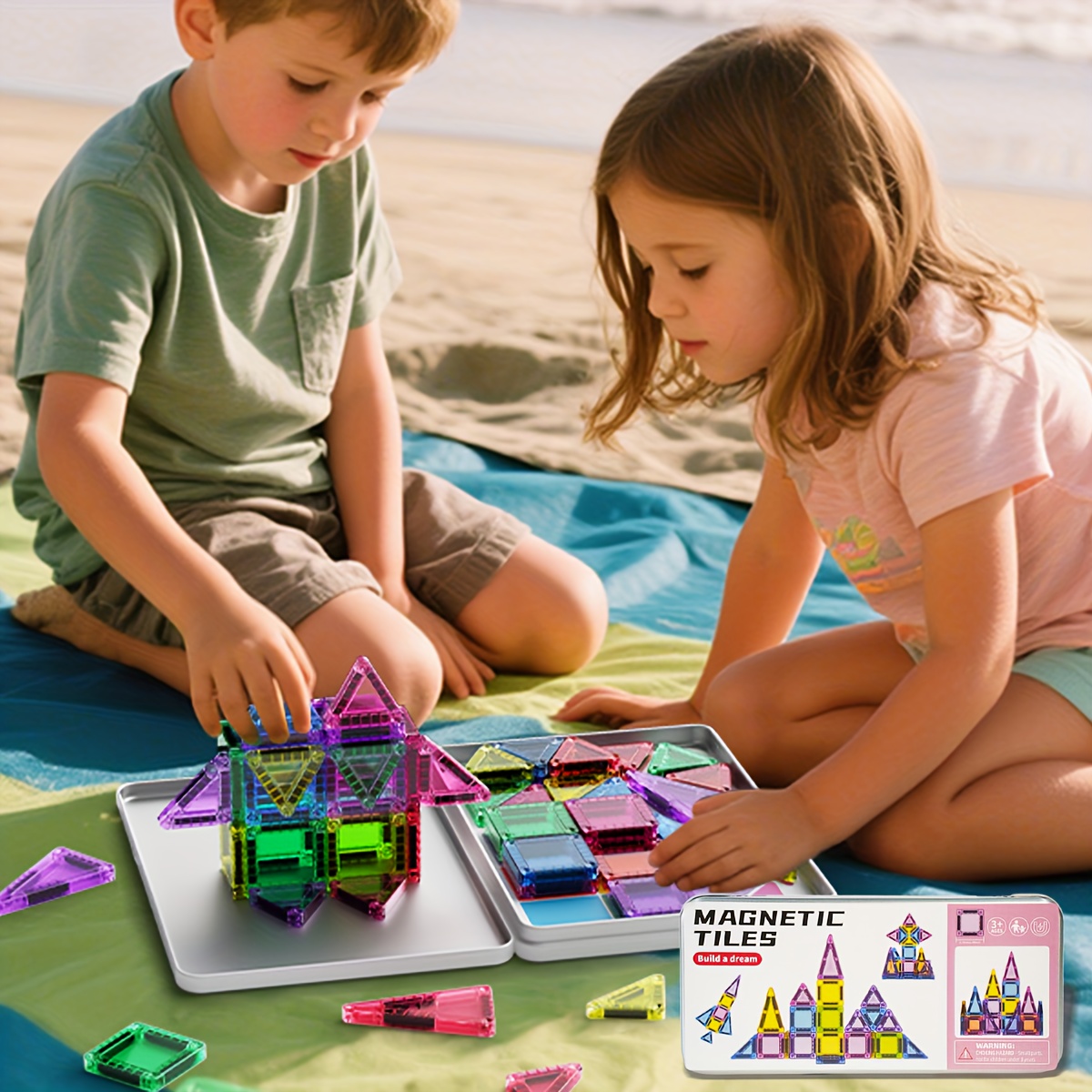 40pc Mini Magnetic Building Blocks Set - Bright Colors, Fun & Educational