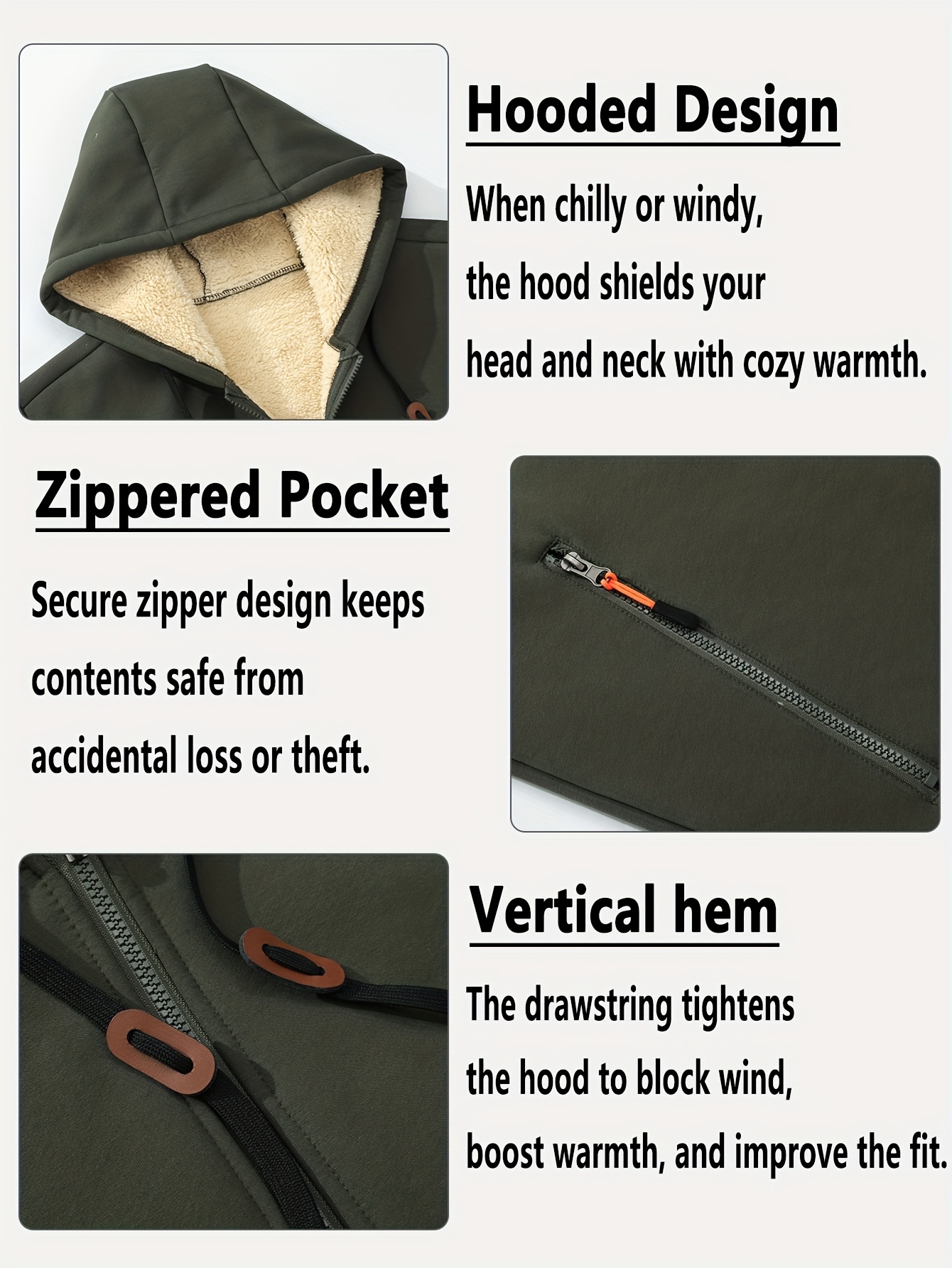 Cardigan à capuche pour homme en polaire épaisse, sweat à capuche chaud et tendance en polaire, sweat à capuche ample et confortable avec cordon de serrage, vêtements d'automne et d'hiver pour hommes, sweat à capuche décontracté pour homme avec poches zippées, convient pour l'hiver et l'automne