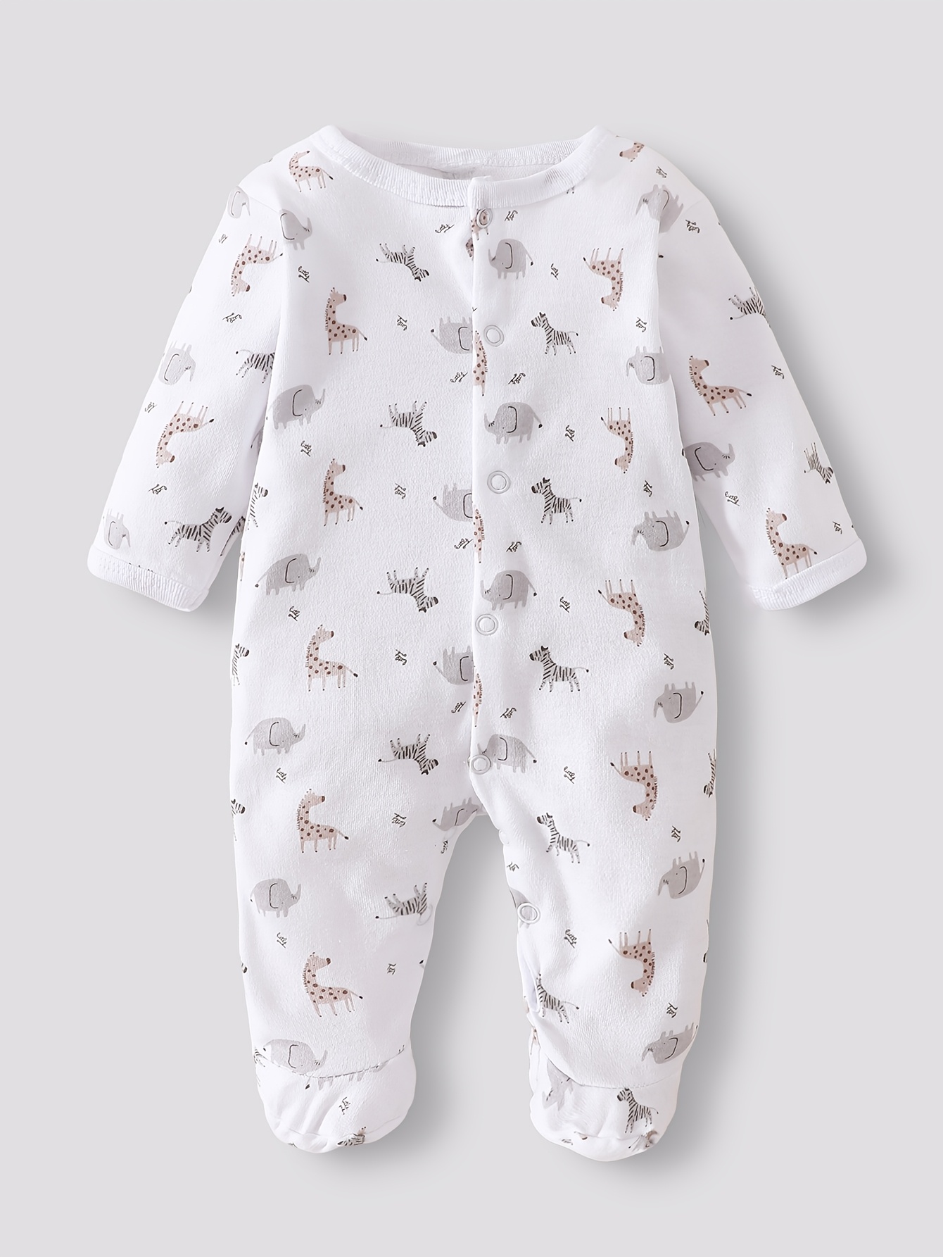 8pcs Newborn Onesie Set with Pure White Animal Pattern