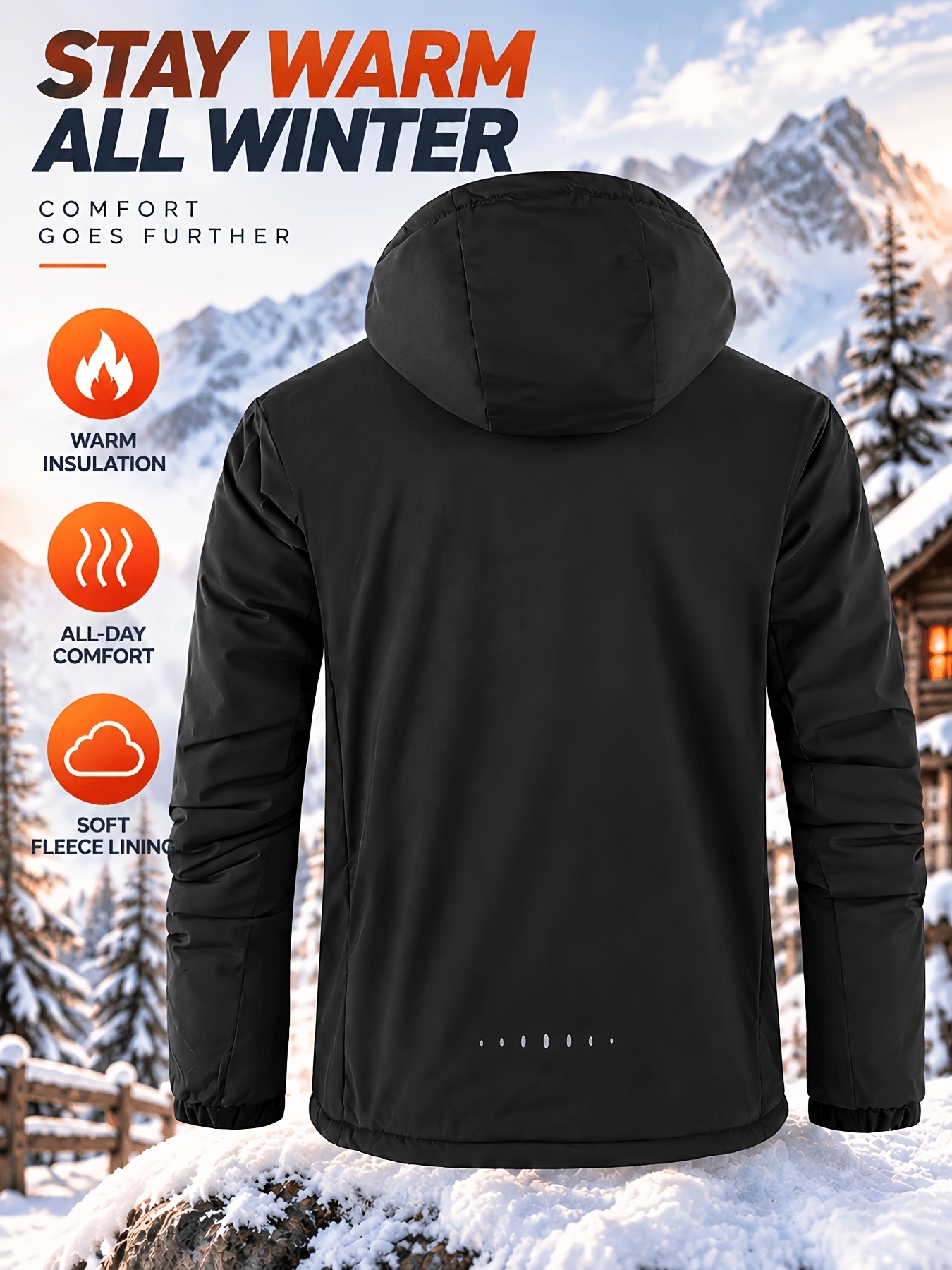 Men's Thickened Windproof Hooded Jacket with Soft Lining