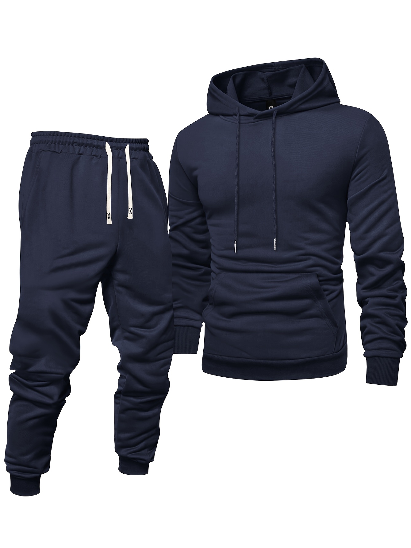 Ensemble de sport décontracté pour homme, 8 pièces : sweat-shirt à capuche + pantalon de survêtement, automne et printemps, couleur unie, pull uni, manches longues, capuche, cordon de serrage, taille élastique, pantalon côtelé à chevilles.