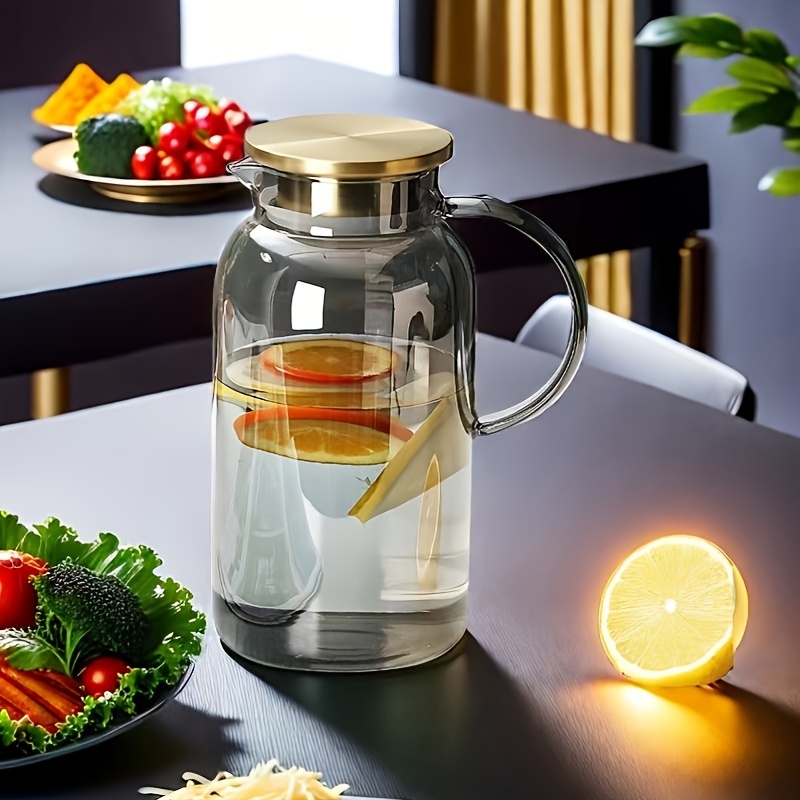 

2500ml Large Capacity Cold Kettle Glass High Temperature Resistant Cool White Open Water Cup Large Capacity Tea Maker Set Tie Kettle Refrigerator Cool Kettle For Restaurant