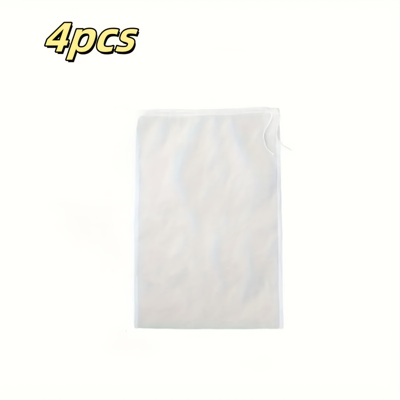 TEMU 4pcs Oversized Nylon Drawstring Filter Bags - Suitable For Soy Milk Filter Bags And Cooking, Reusable Kitchen Filters