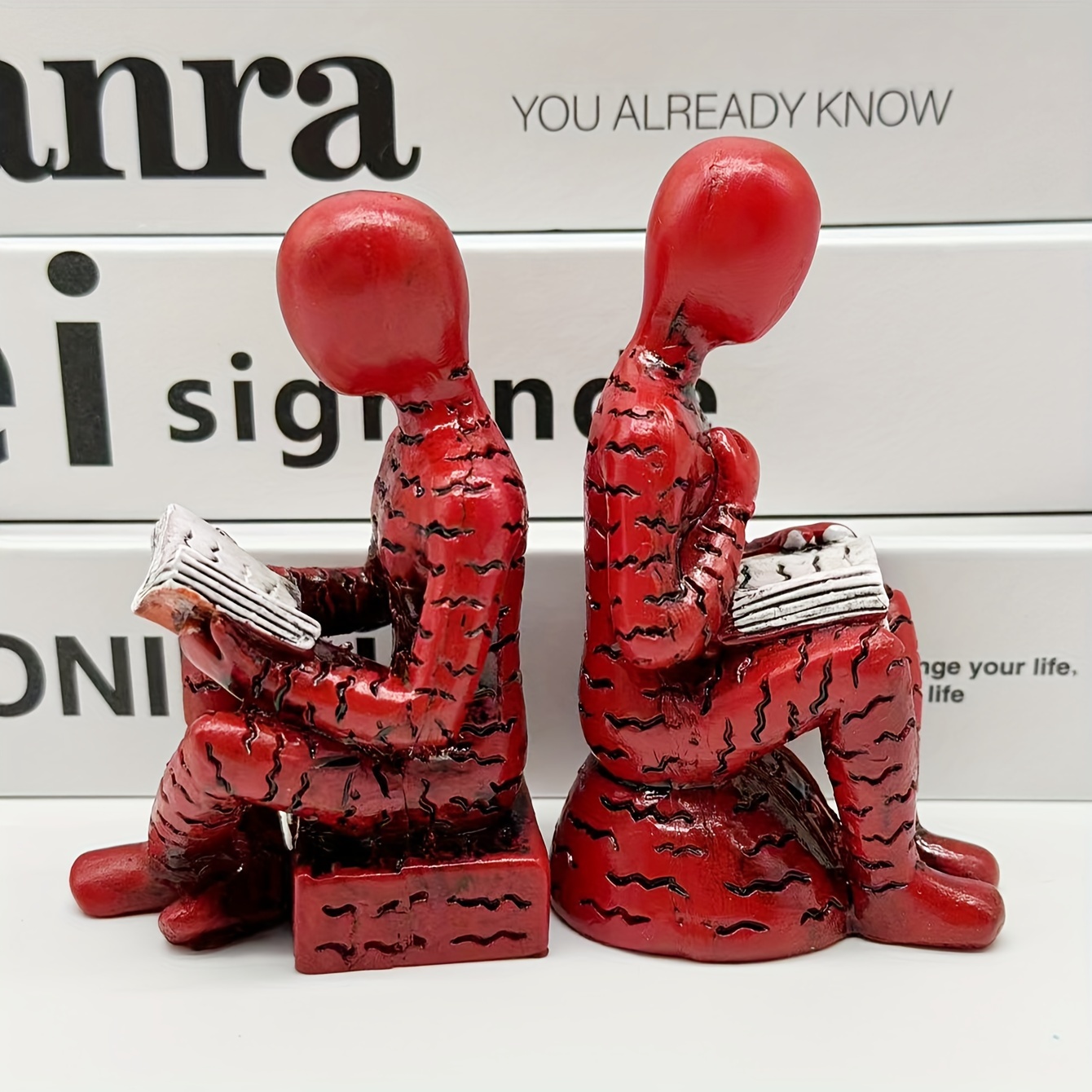 1pc creative minimalist abstract reading character statue   room   bookshelf decoration resin crafts Product details 1