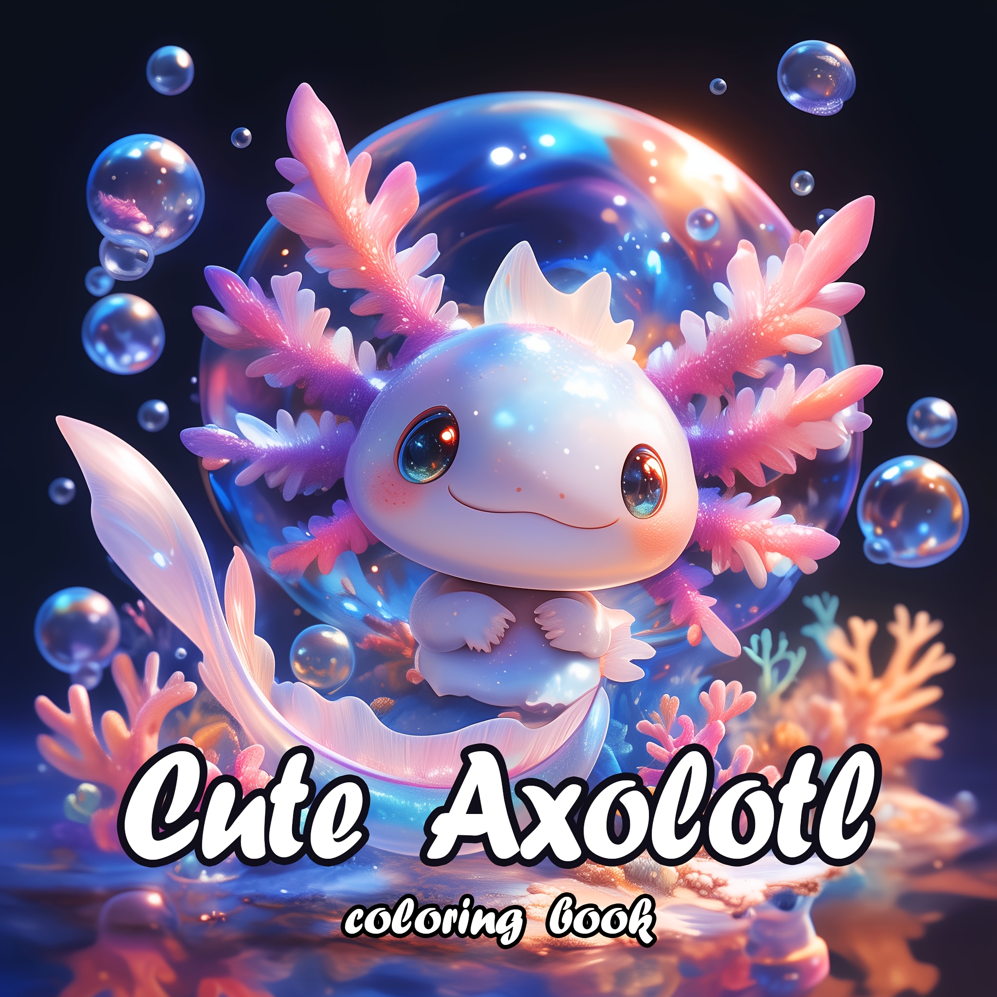 Cute Axolotl Coloring Book - 20 Pages Of Thick Paper, Whimsical Underwater Scenes, Ideal For And Fun Crafting - Perfect Birthday Or Party Gift, Underwater Theme