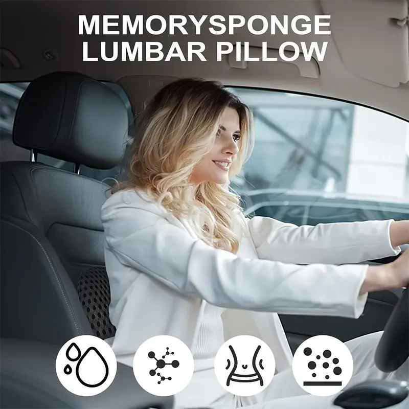 ergonomic lumbar support pillow memory foam back cushion with machine washable cover lightweight reversible medium soft firmness for office chair car seat sofa gaming chair non woven fabric liner no electricity needed Product details 3