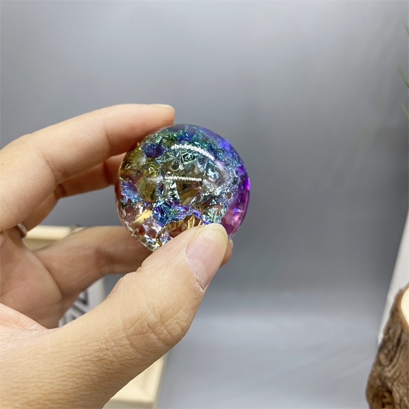 E-shop 40mm Bunter Kristall-Eisriss-Kugel-Ornament, Glasdekorationskugel für Zuhause und Büro, Fotografie-Linsenzubehör, Weihnachts- und