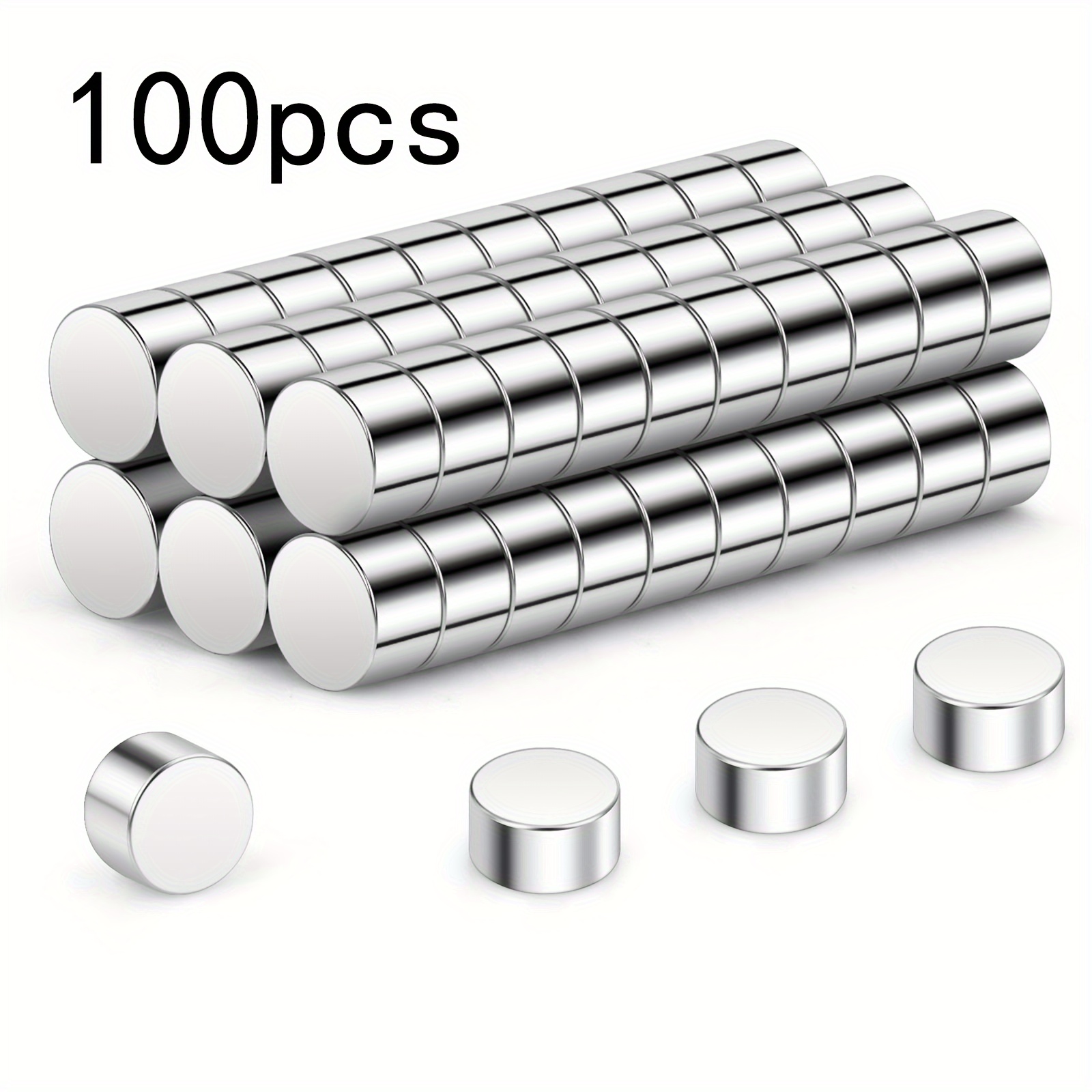 TEMU 100pcs 5x3mm Neodymium Round Magnets - Durable Metal Magnets For Whiteboards, Refrigerators, Office & Maps - Magnets For Organized , Office