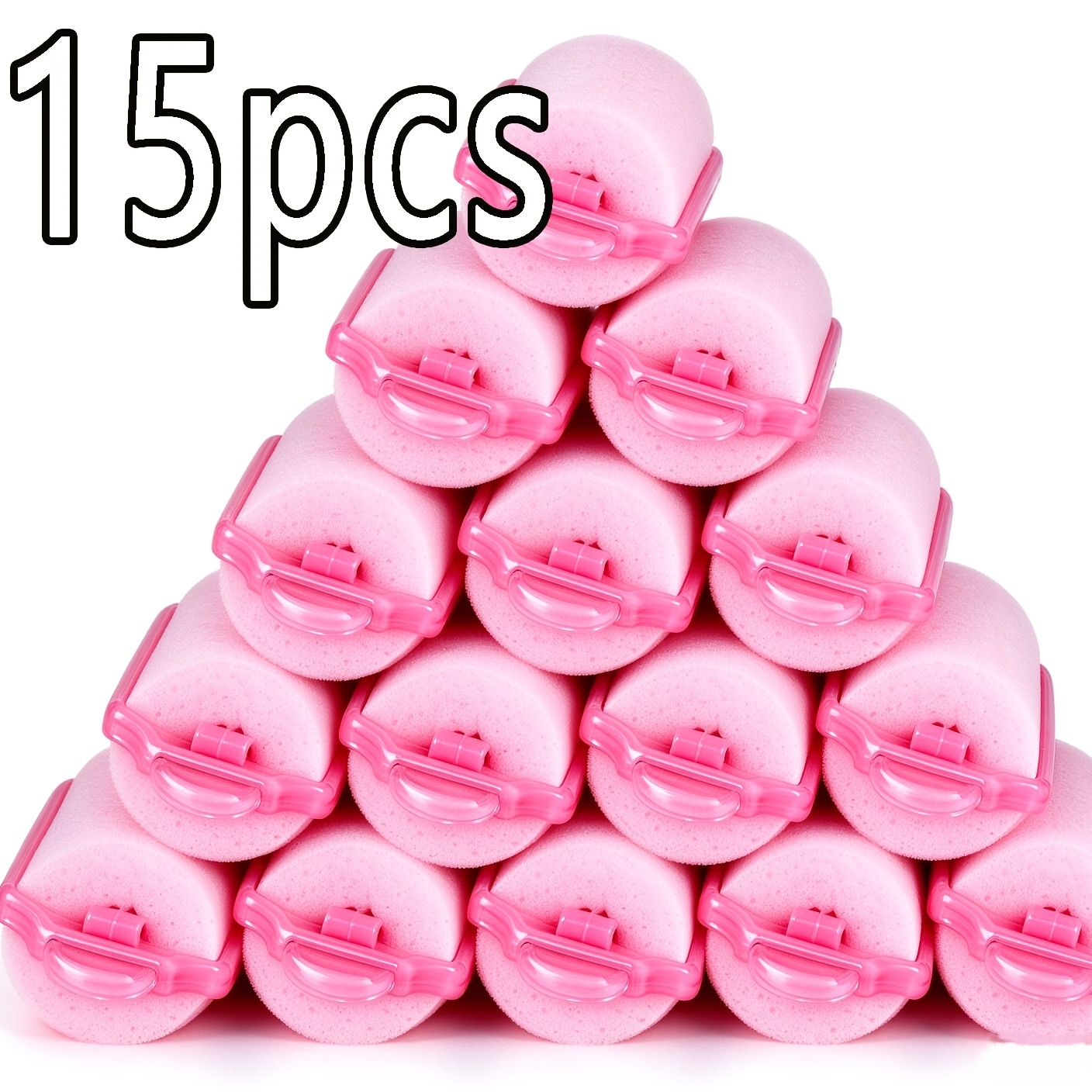 TEMU 15 Heat-free Night Curlers - Soft Pink Sponge Curler, , No Heat Damage, Natural Curls, Perfect For Sleep And Morning Styling, No Needed,