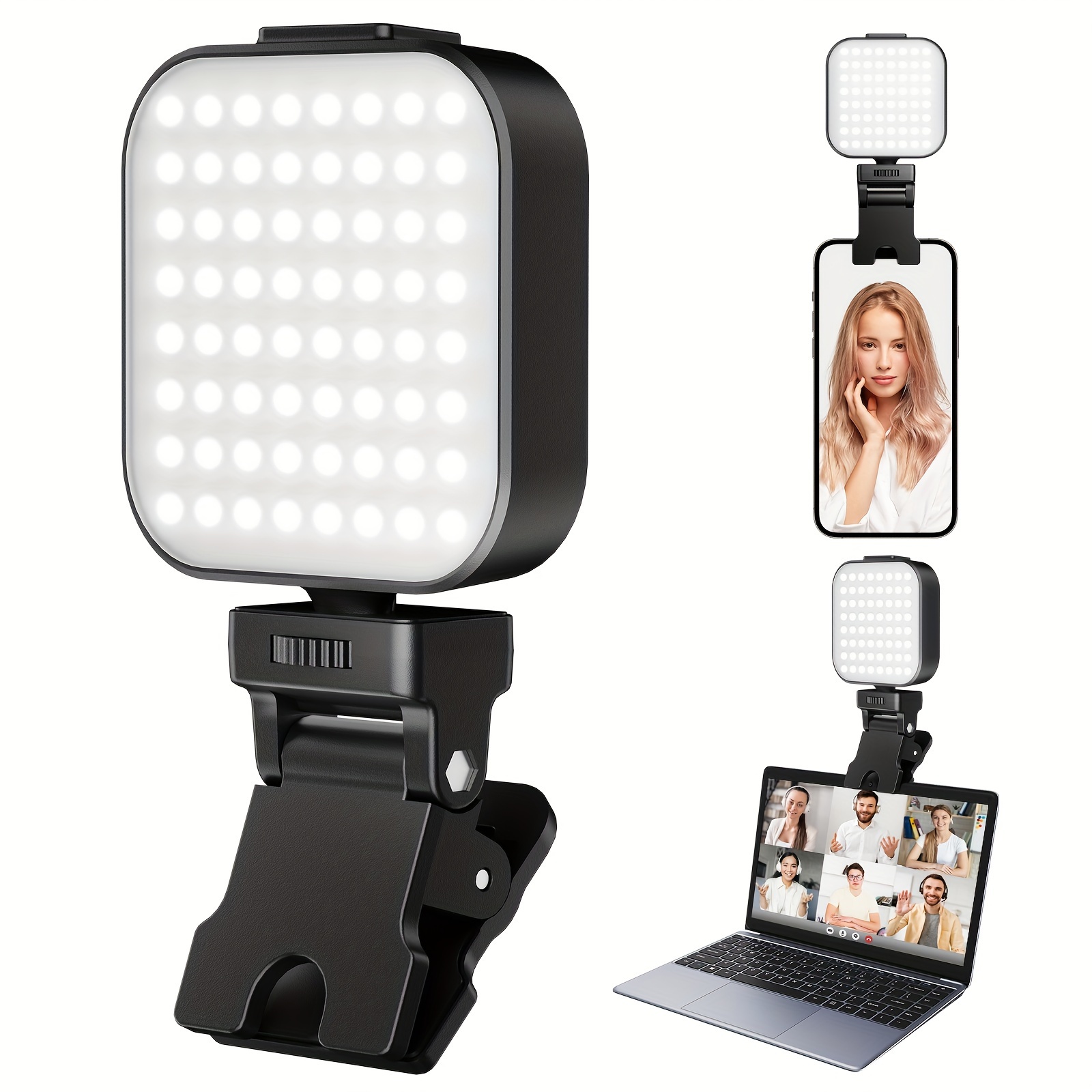 

Rechargeable Selfie Light, Clip Fill Light For Phone Laptop Tablet Portable Light For Video Conference Live Streaming Call Makeup Picture (black)