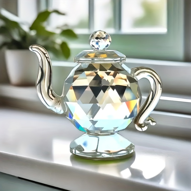 

1pc, Elegant Glass Teapot Statue, Chinese Style Collectible Figurine, Perfect For Living Room, Office, Boutique, Showroom Tabletop Display Decor