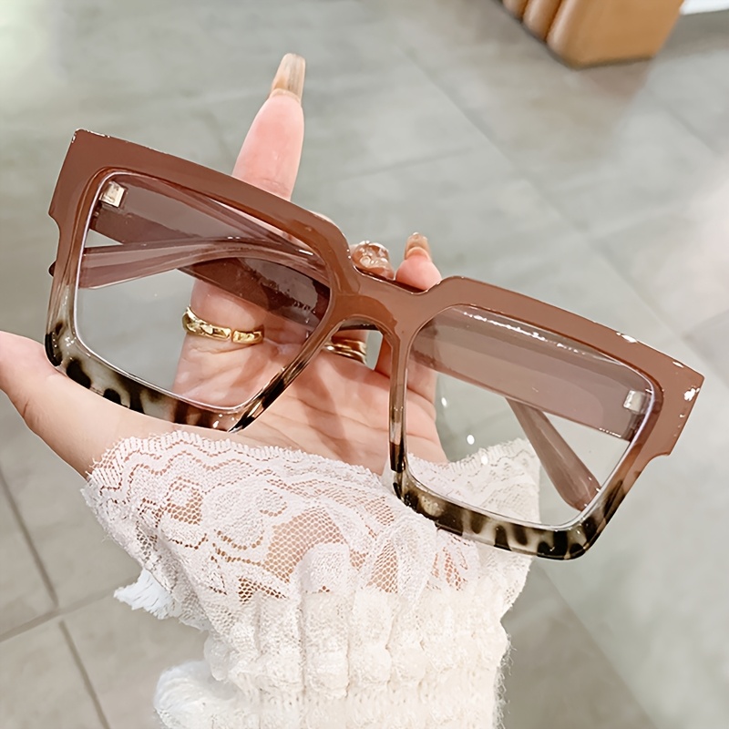 a pair trendy square glasses women featuring a unique Temu Germany