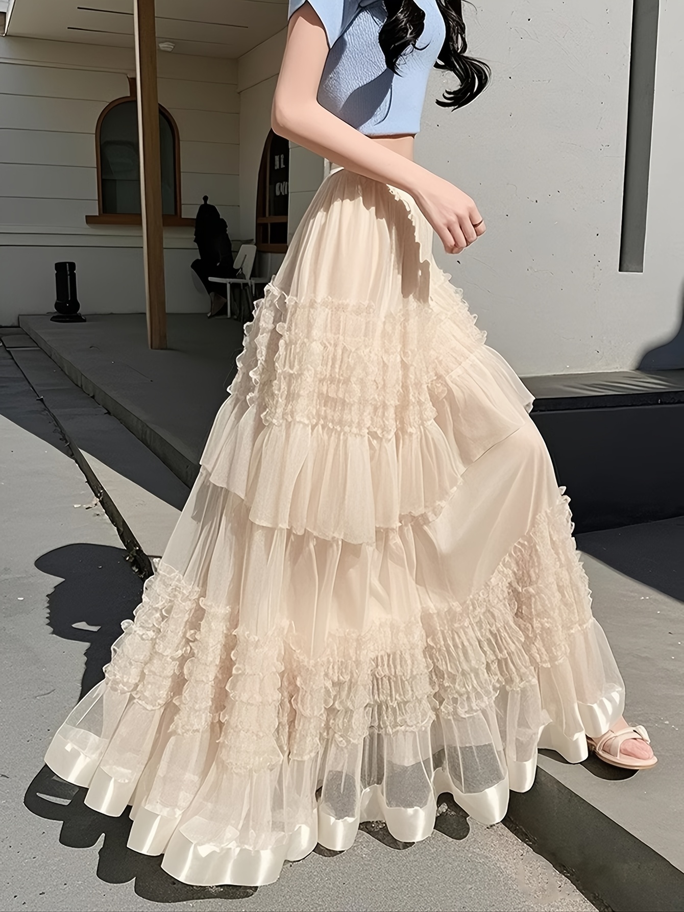 white lace cold shoulder dress Lace Beach Wedding Dress,Cold-shoulder Bridal Gown With Long Sleeves,WD00860, US24W / White main image 1