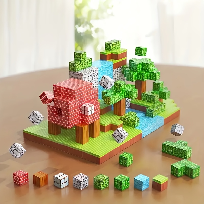 64pcs Magnetic Building Blocks Set, DIY 3D Puzzle Toy, Creative Home Decor, Perfect Christmas Gift, Multi-Color Plastic Construction Kit