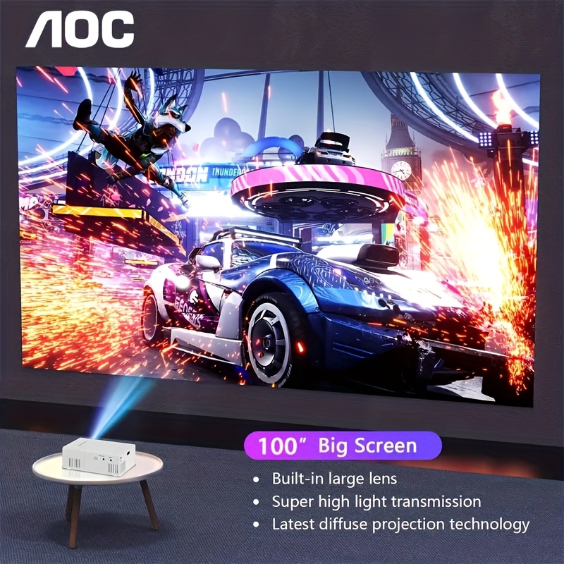 kompakter mini projektor | tragbarer hd-projektor (ansi 19lm) | für computer, handys & spielkonsolen inkl. fernbedienung