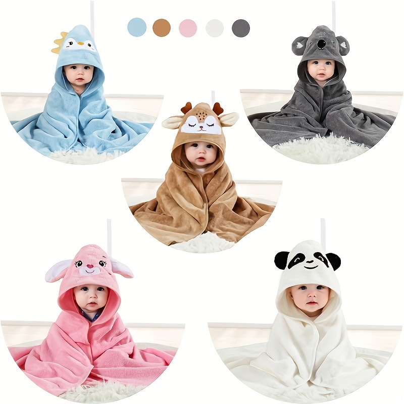 Children's Bath Towel 80x80cm, Animal Print, 100% Polyester, Soft and Breathable, Highly Absorbent, Cartoon Design for Kids