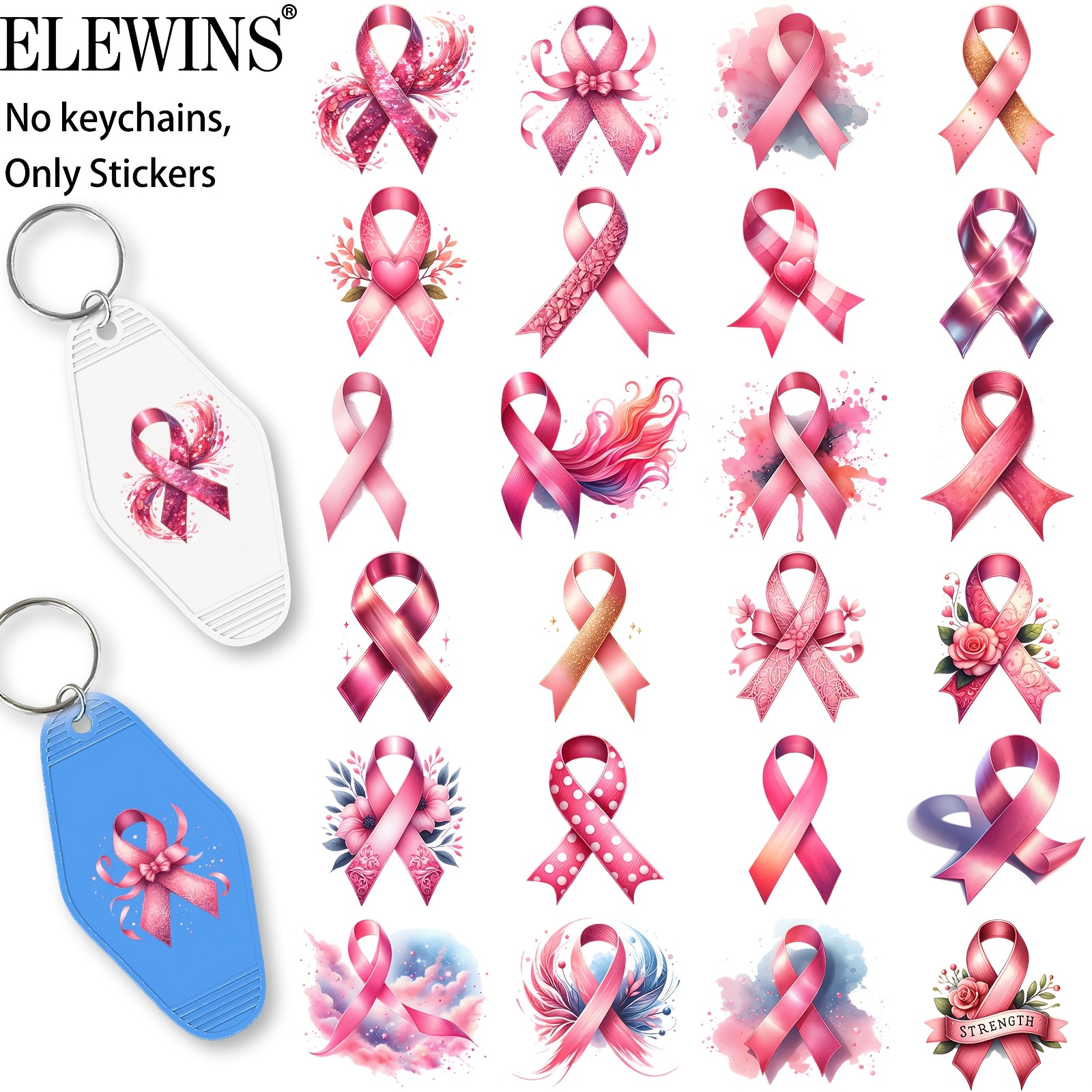 TEMU 72pcs UV DTF pour Porte-clés de Anti-Cancer du Sein - Transfert Étanche et aux Rayures pour Porte-clés d'Hôtel, Porte-clés Sub-Chocolat et