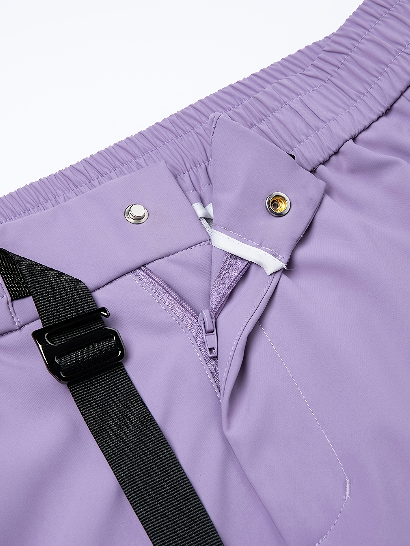Men's Fleece-Lined Wide-Leg Ski Cargo Pants with Adjustable Belt
