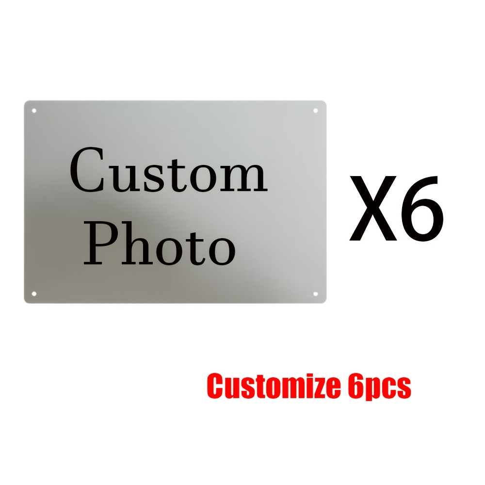 TEMU 6 stuks Aangepaste Fotolijsten & Gepersonaliseerde Vintage Tin Borden - Aangepaste Afbeeldingen/Tekst/Borden, Uw Eigen Foto's, Duurzame Metalen