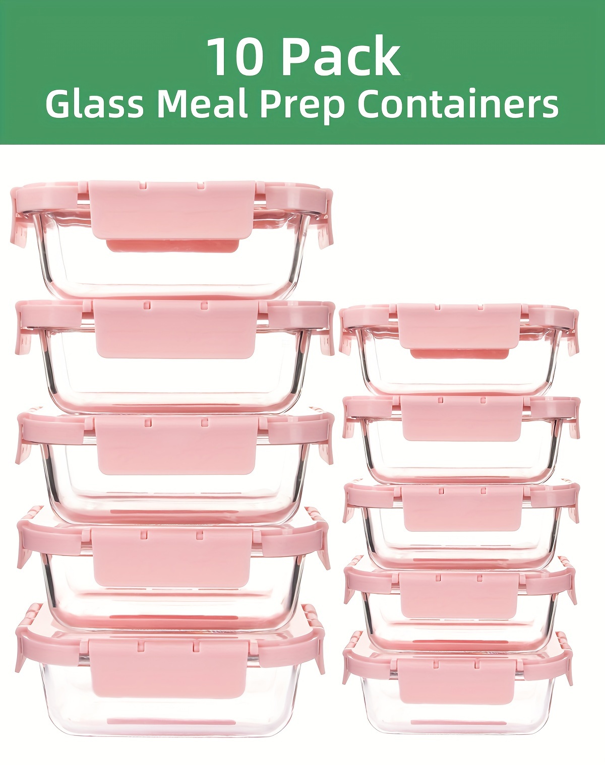 10 pack high borosilicate glass meal prep containers with steam vent food storage containers with airtight lids for home kitchen   portion control Product details 0
