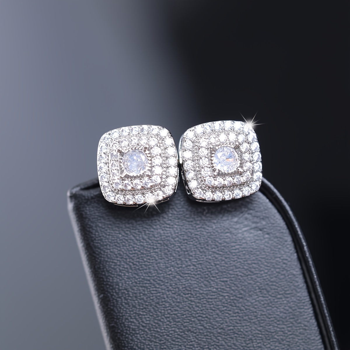 E-shop 1 Paar Kubische Synthetische Zirkon Micro Pave Setting Ohrstecker, Hip Hop Ohrstecker Luxus für Männer, Quadratische Ohrstecker Hip Hop Cool