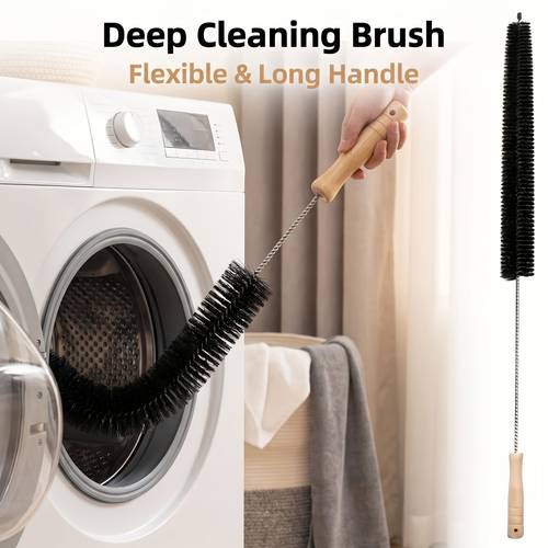 washer dryer vent cleaner brush long flexible drill brush with spiral brush head remove lint dust detergent residue clean lint trap ergonomic handle for washing machine maintenance