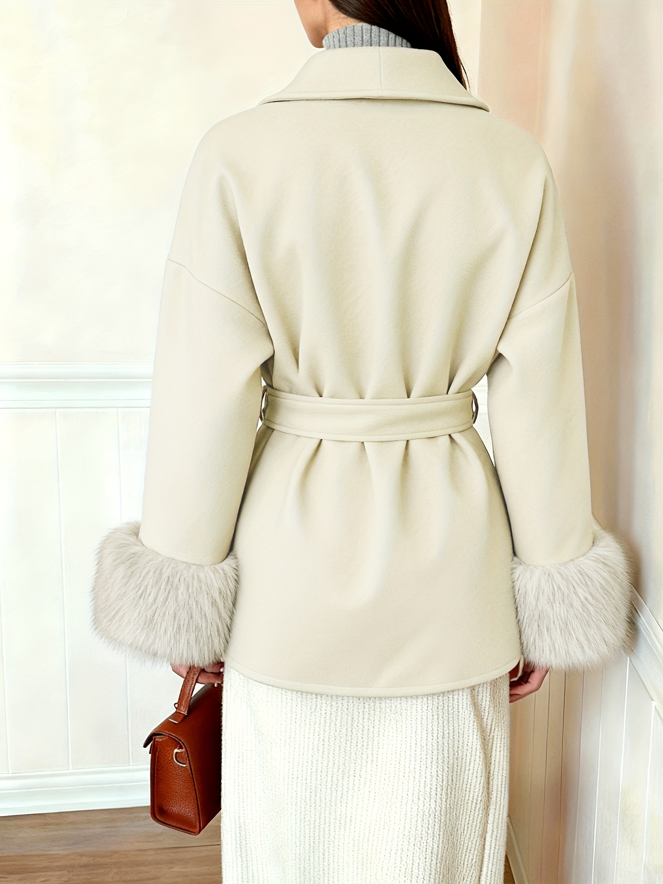 womens fashion elegant furry sleeve coat autumn winter womens clothing Product details 15
