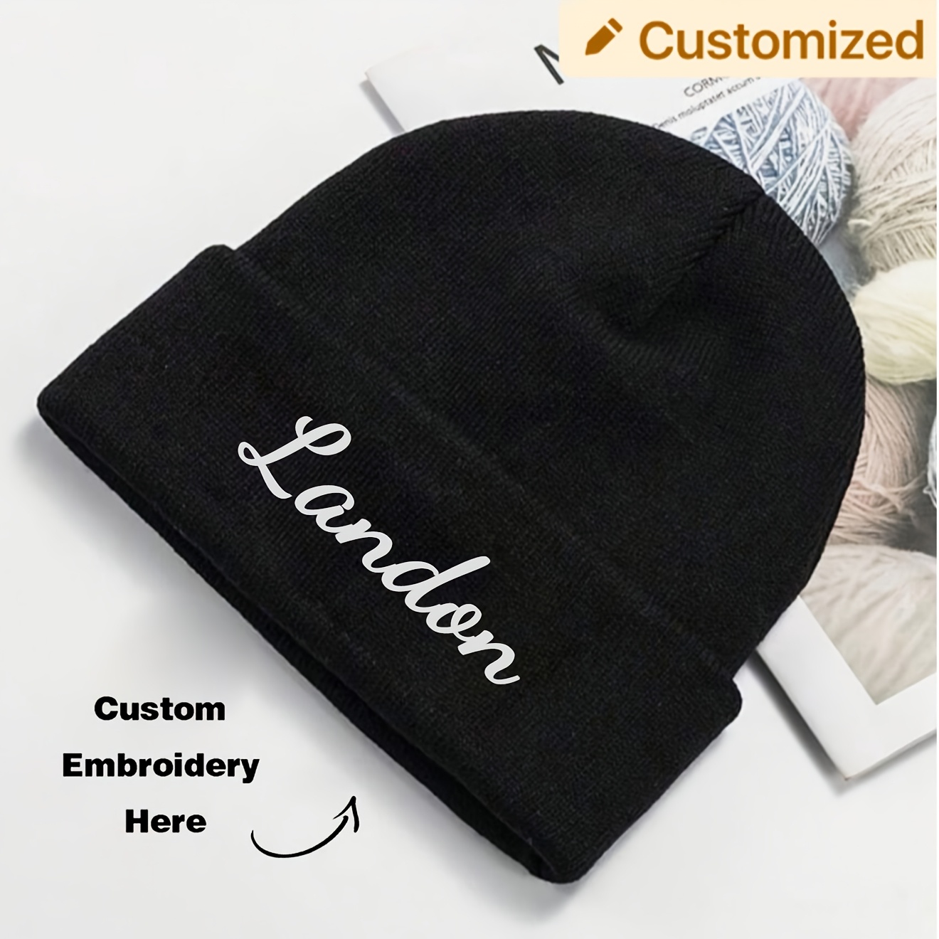 

Bonnet Brodé Personnalisé - Chapeau d'Hiver Tricoté Chaud pour , Protection des Oreilles Coupe-Vent, Option de Nom Personnalisé, Idéal pour les en Extérieur, Cadeau