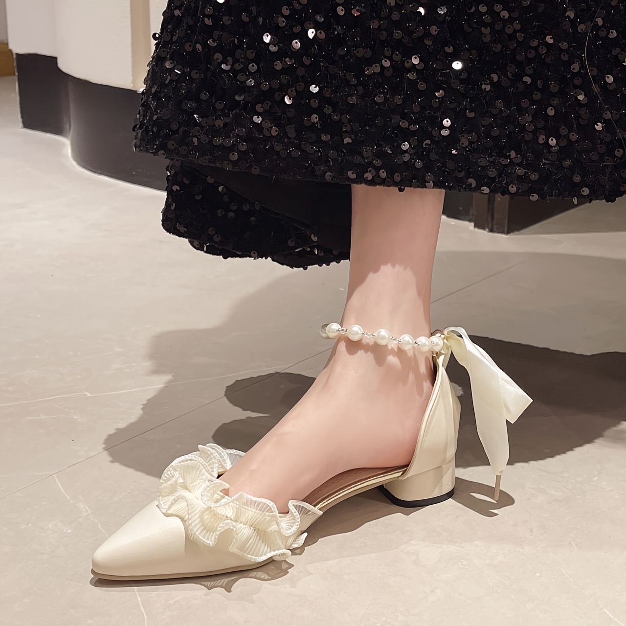 scarpe eleganti donna tacco largo e punta a spillo Temu Italy