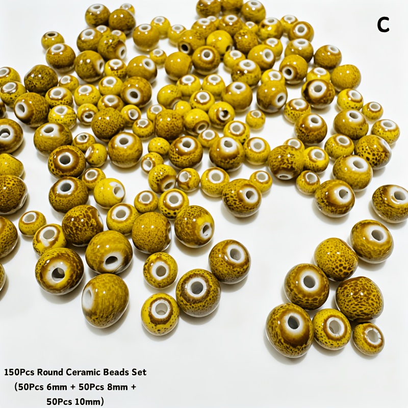 Mixed Size Colorful Glazed Round Ceramic Beads for Jewelry Making