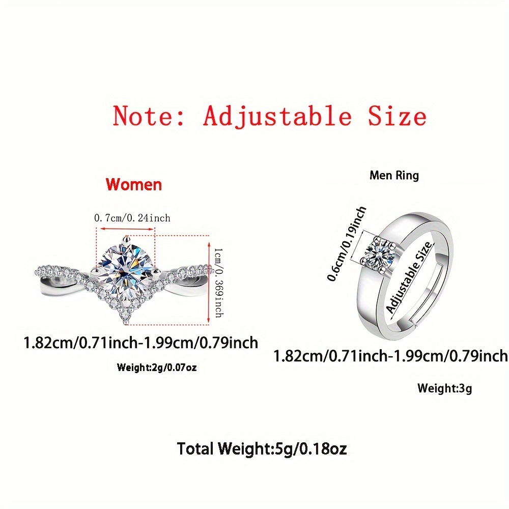 elegant 2 piece set luxurious cubic zirconia couples wedding rings silvery golden color tone adjustable engagement rings sexy     accessory details 7