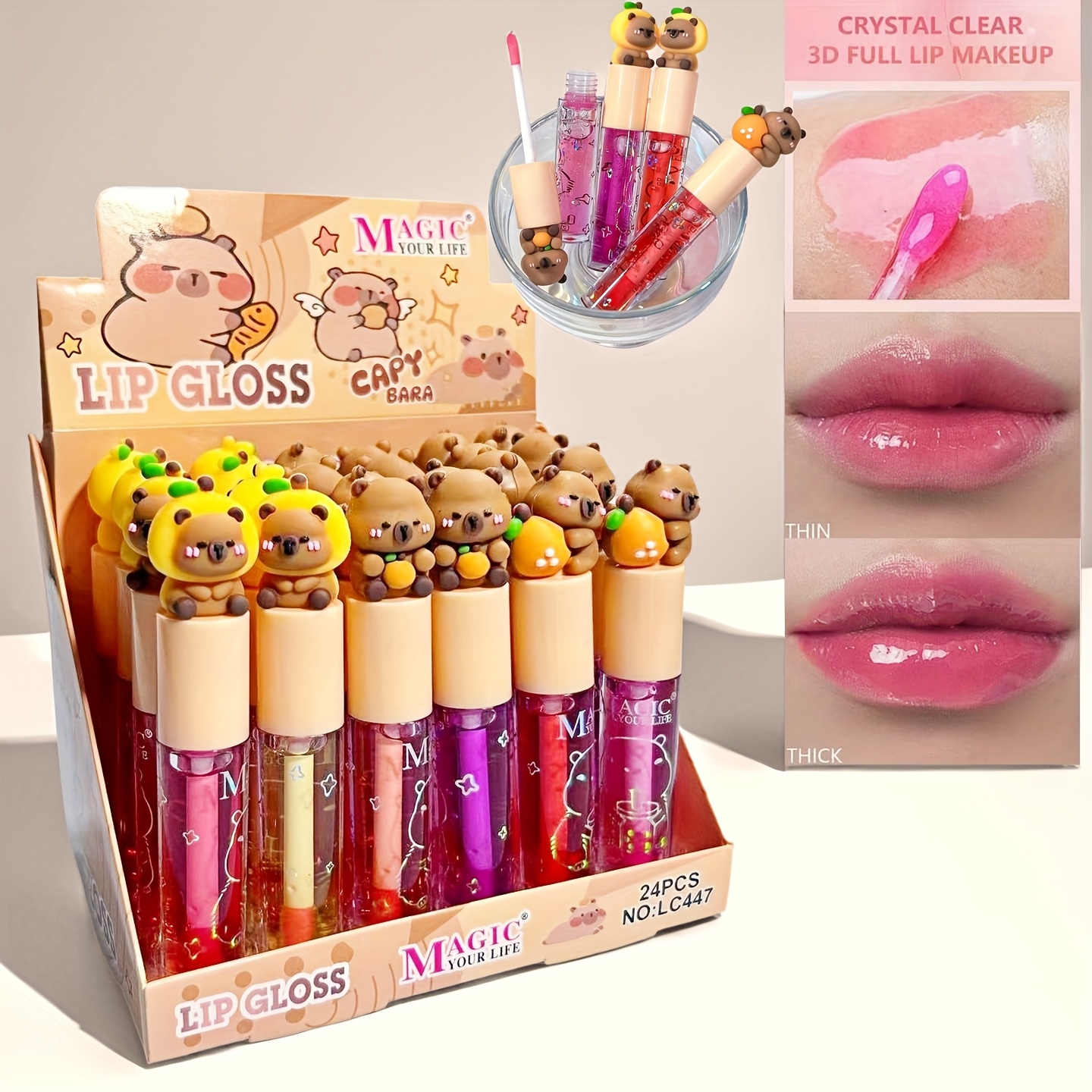 cute cartoon capybara shaped temperature lip gloss - Temu Spain
