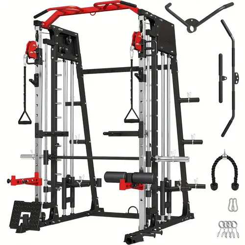 2200lbs heavy duty commercial machine home with squat rack lat pull down cable crossover 360 barbell holders storage hooks strength training cage for home gym
