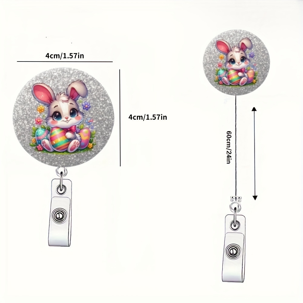 Rn Badge Reel- Bunny Retractable Badge Reel - Glitter Id Holder