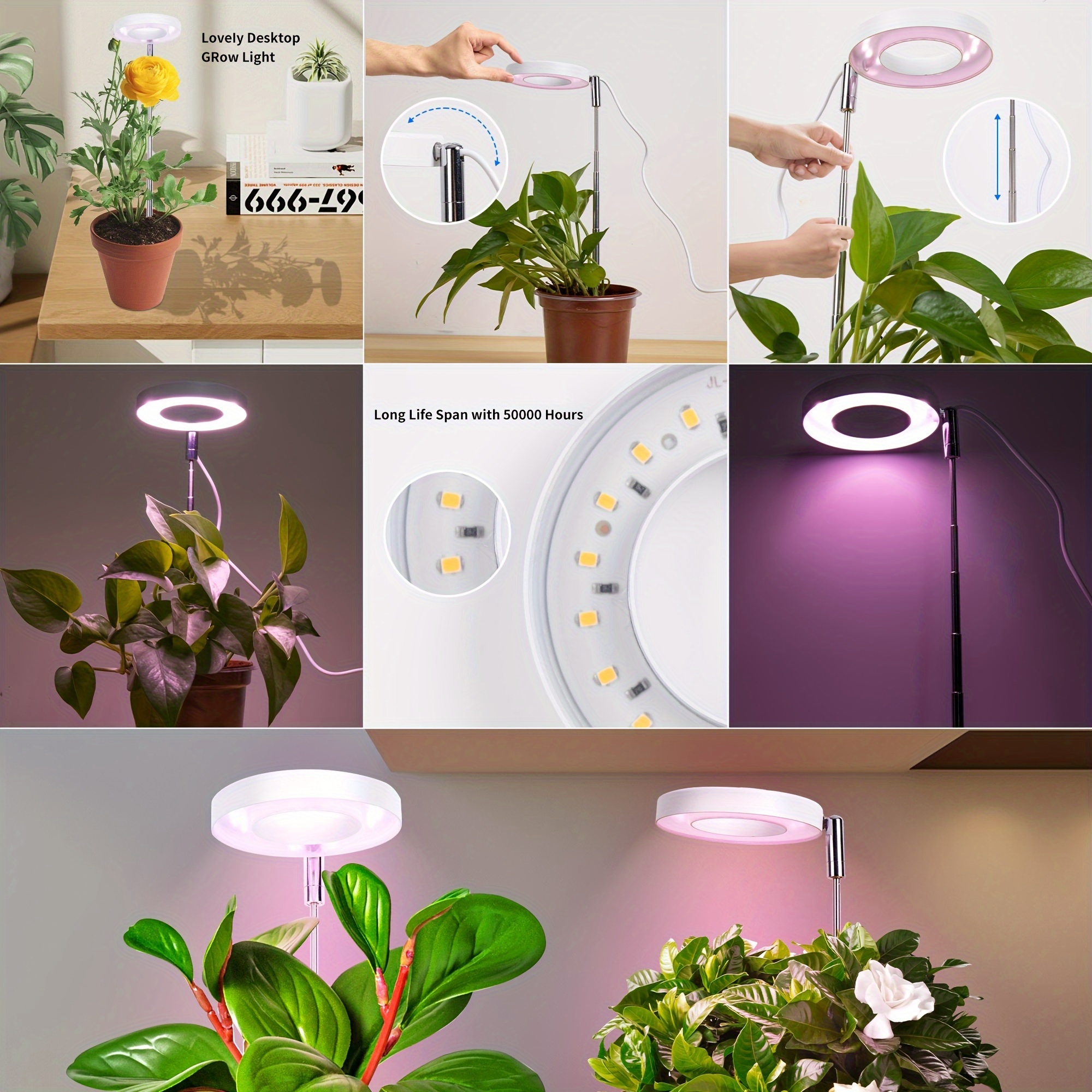 

2/3/4/6pcs, Grow Light, Led Plant Light For Indoor Plants Growing, Full Desk Growth Lamp With Automatic Timer For 2h/4h/8h, 4 Dimmable Levels, Height Adjustable 8"-26