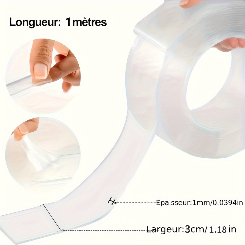 Transparent Nano Tape Washable Reusable Double sided Tape - Temu