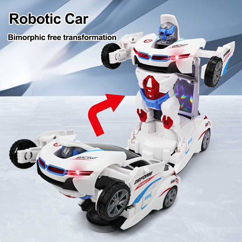 

Transforming Police Car Robot: Kids' Electric Toy With Lights And Sounds, Suitable For Ages 3-6