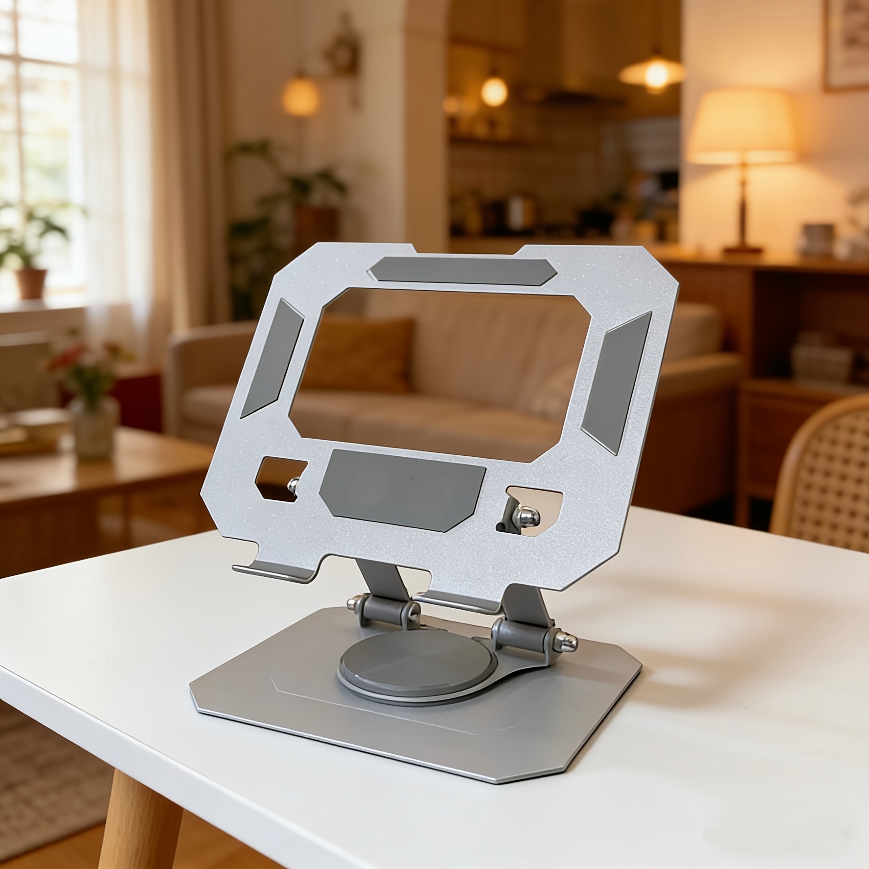 E-shop 2025 Neuer silberner Tablet-Ständer, Desktop-Live-Übertragung, Handy-Halterung, 360° drehbare Basis, Metall-Design, breit und für einen festen