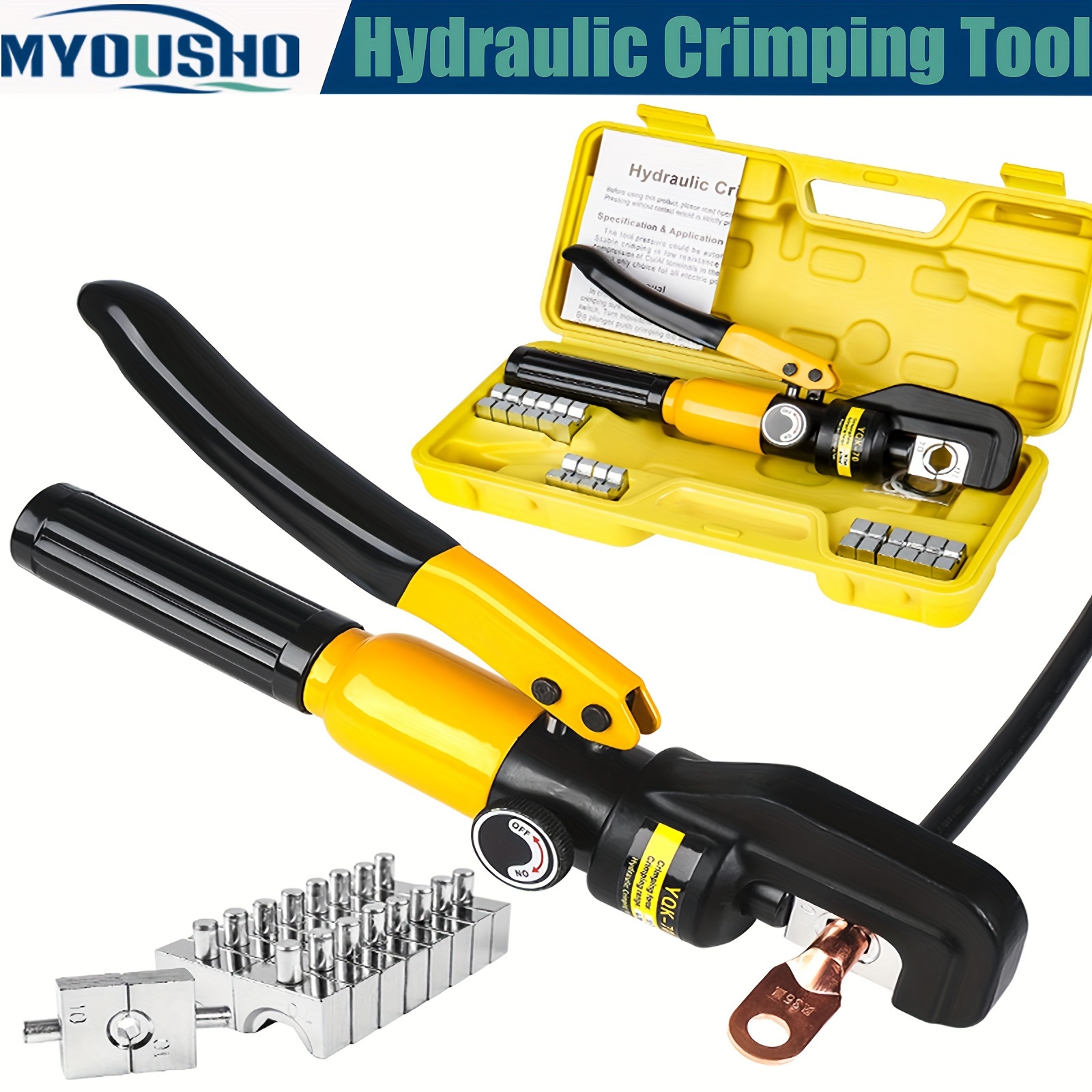 

Myousho Yqk-70 Hydraulic Cable Lug Crimper - Durable Metal Construction, No Power Needed